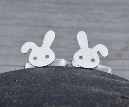 Rabbit Cufflinks in Sterling Silver, Bunny Cufflinks, Personalized Cufflinks