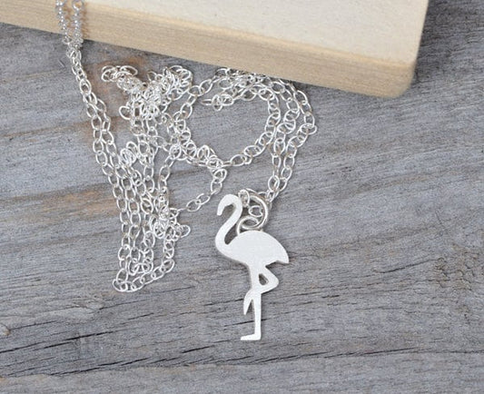 Flamingo Necklace in Sterling Silver, Silver Flamingo Necklace