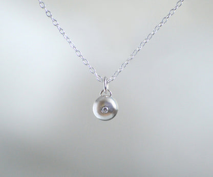 Diamond Dewdrop Necklace, April Birthstone Necklace, Small Diamond Necklace
