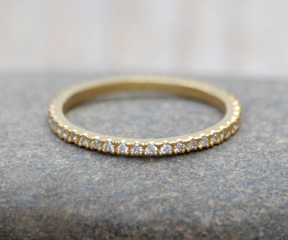 Pave Eternity Ring, Pave Diamond Wedding Ring, Diamond Eternity Ring, Eternity Wedding Ring, UK size J