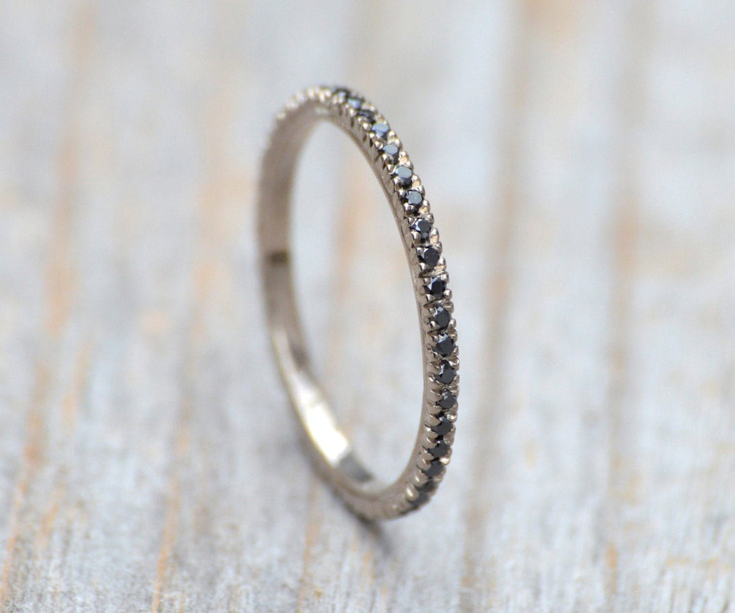 Black Diamond Eternity Ring, Pave Eternity Wedding Ring, Black Diamond Wedding Ring, Pave Diamond Ring