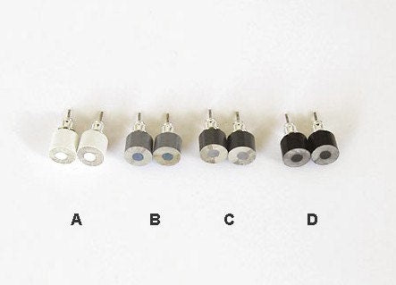 Colour Pencil Stud Earrings, White Stud Earrings, Grey Ear Studs, Black Ear Posts