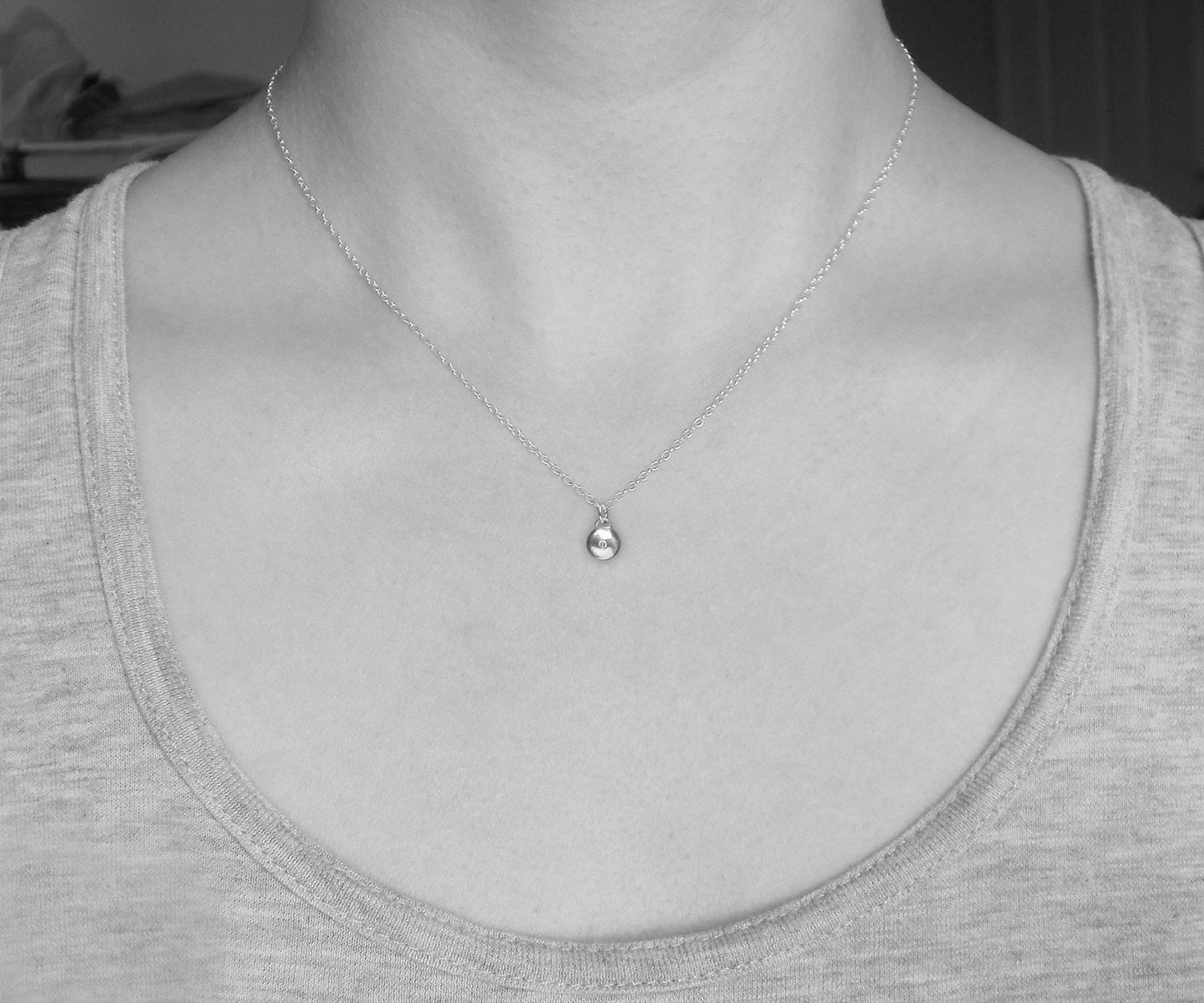 Diamond Dewdrop Necklace, April Birthstone Necklace, Small Diamond Necklace