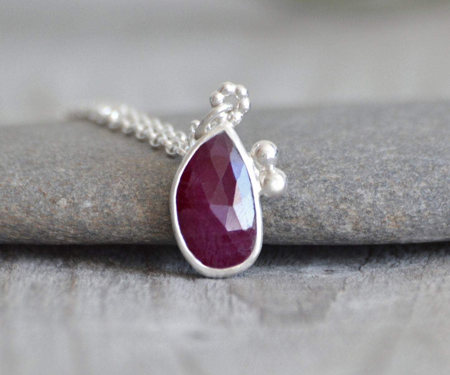 Ruby Necklace in Sterling Silver, July Birthstone Necklace, 2.75ct Ruby Necklace