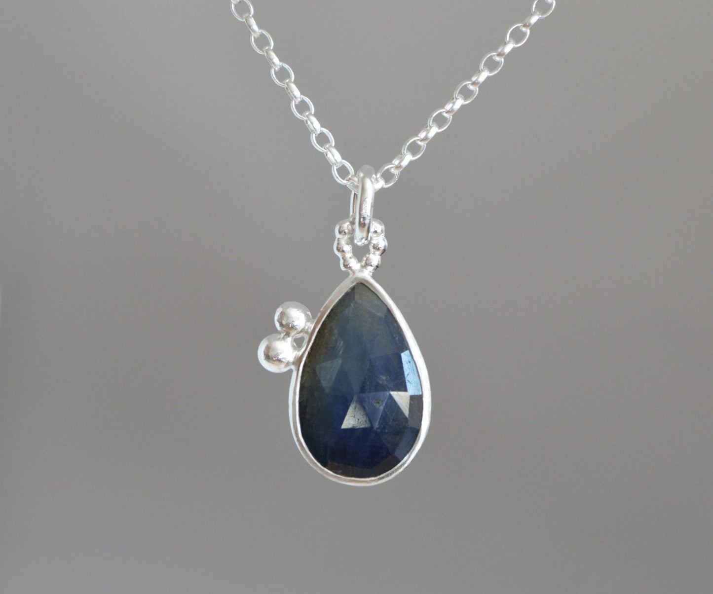 Raindrop Sapphire Necklace, September Birthstone Necklace, 4.6ct Sapphire Necklace