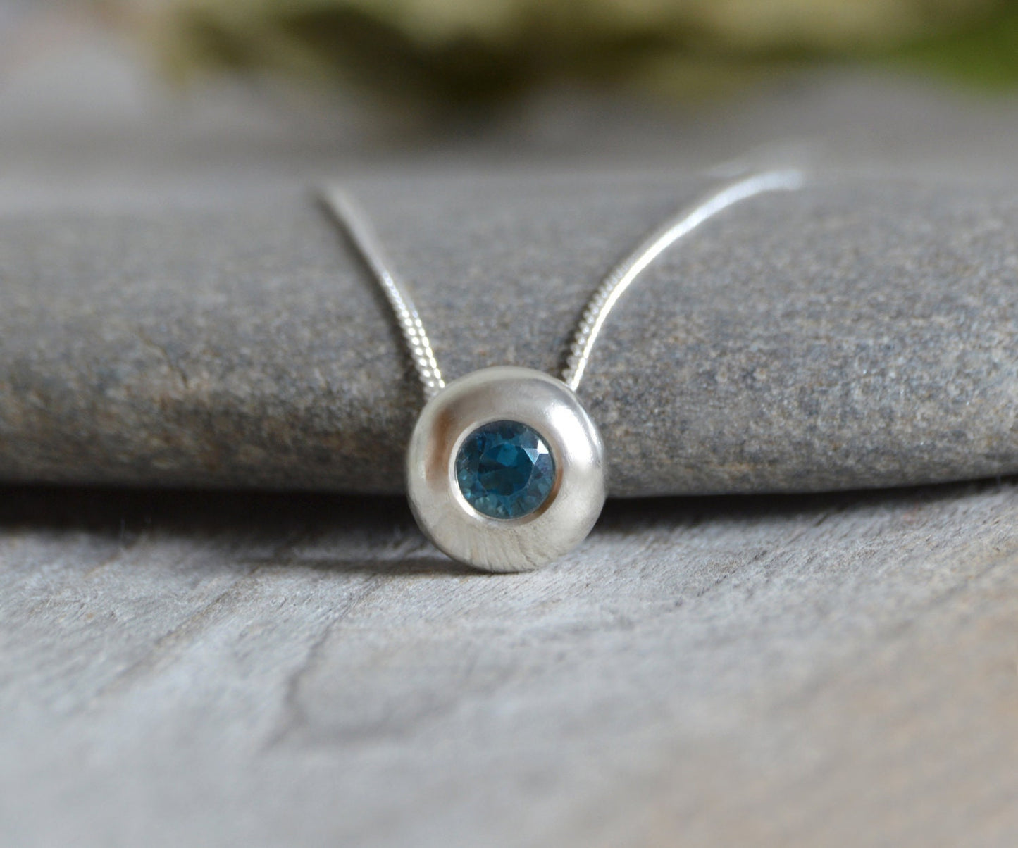 9mm London Blue Topaz Necklace in Sterling Silver, November Birthstone Necklace