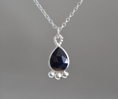 2.7ct Sapphire Necklace in Sterling Silver, September Birthstone Necklace