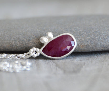Ruby Necklace in Sterling Silver, July Birthstone Necklace, 2.75ct Ruby Necklace