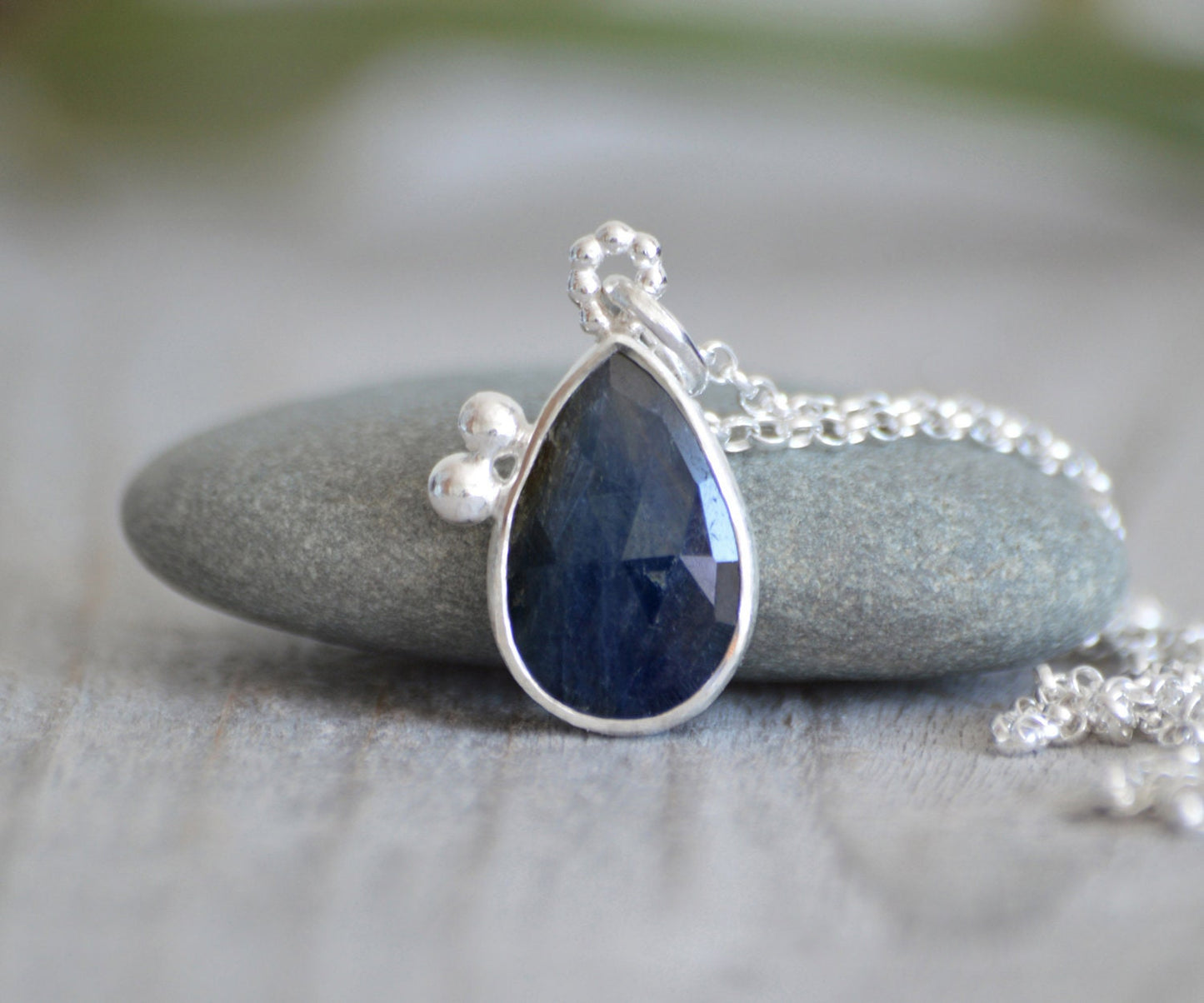 Raindrop Sapphire Necklace, September Birthstone Necklace, 4.6ct Sapphire Necklace