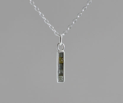 Rough Diamond Mosaic Necklace in Sterling Silver, Diamond Cubes Necklace, Mosaic Diamond Necklace