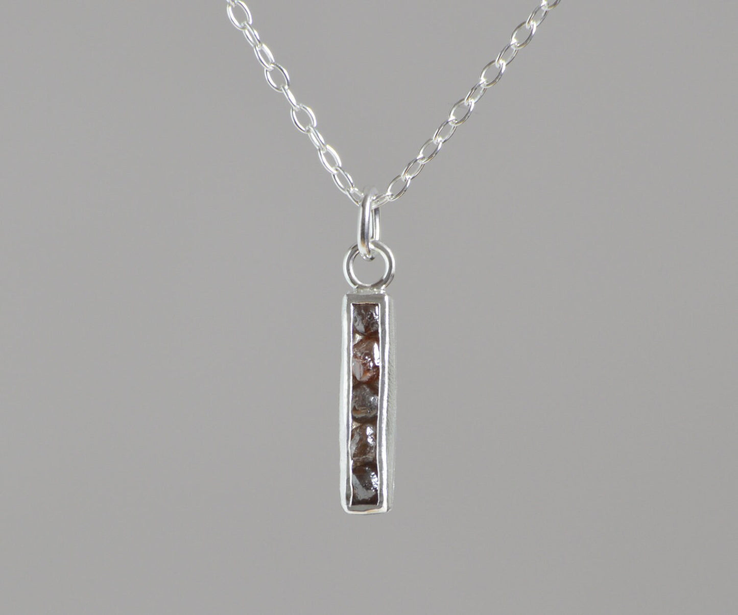 Diamond Bar Necklace, Raw Diamond Necklace, Red Diamond Necklace, Channel Set Diamond Necklace