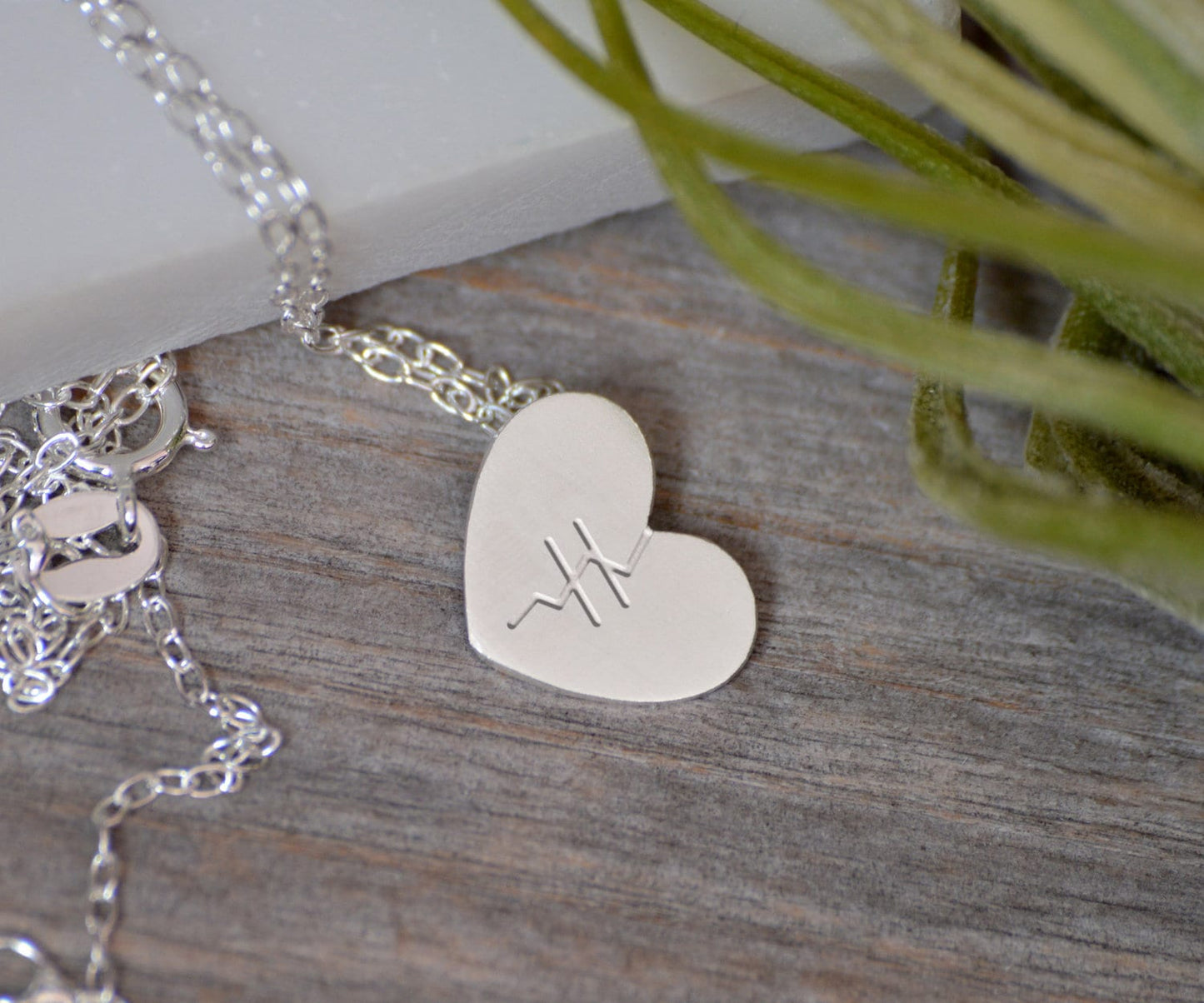 Mended Heart Necklace in Sterling Silver, Silver Mended Heart Shape Necklace