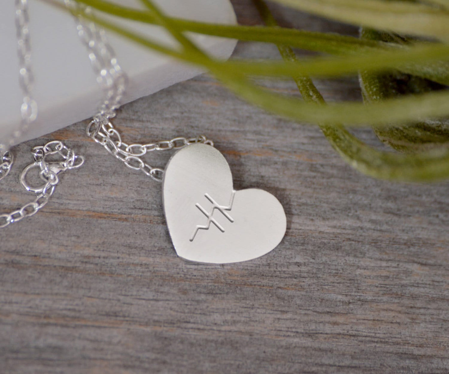Mended Heart Necklace in Sterling Silver, Silver Mended Heart Shape Necklace