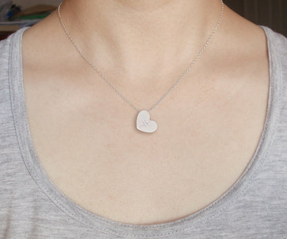 Mended Heart Necklace in Sterling Silver, Silver Mended Heart Shape Necklace