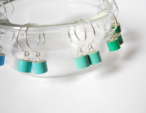 Colour Pencil Earrings in Sterling Silver, Green Pencil Earring, Blue Pencil Earrings