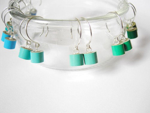 Colour Pencil Earrings in Sterling Silver, Green Pencil Earring, Blue Pencil Earrings