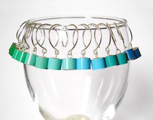 Colour Pencil Earrings in Sterling Silver, Green Pencil Earring, Blue Pencil Earrings