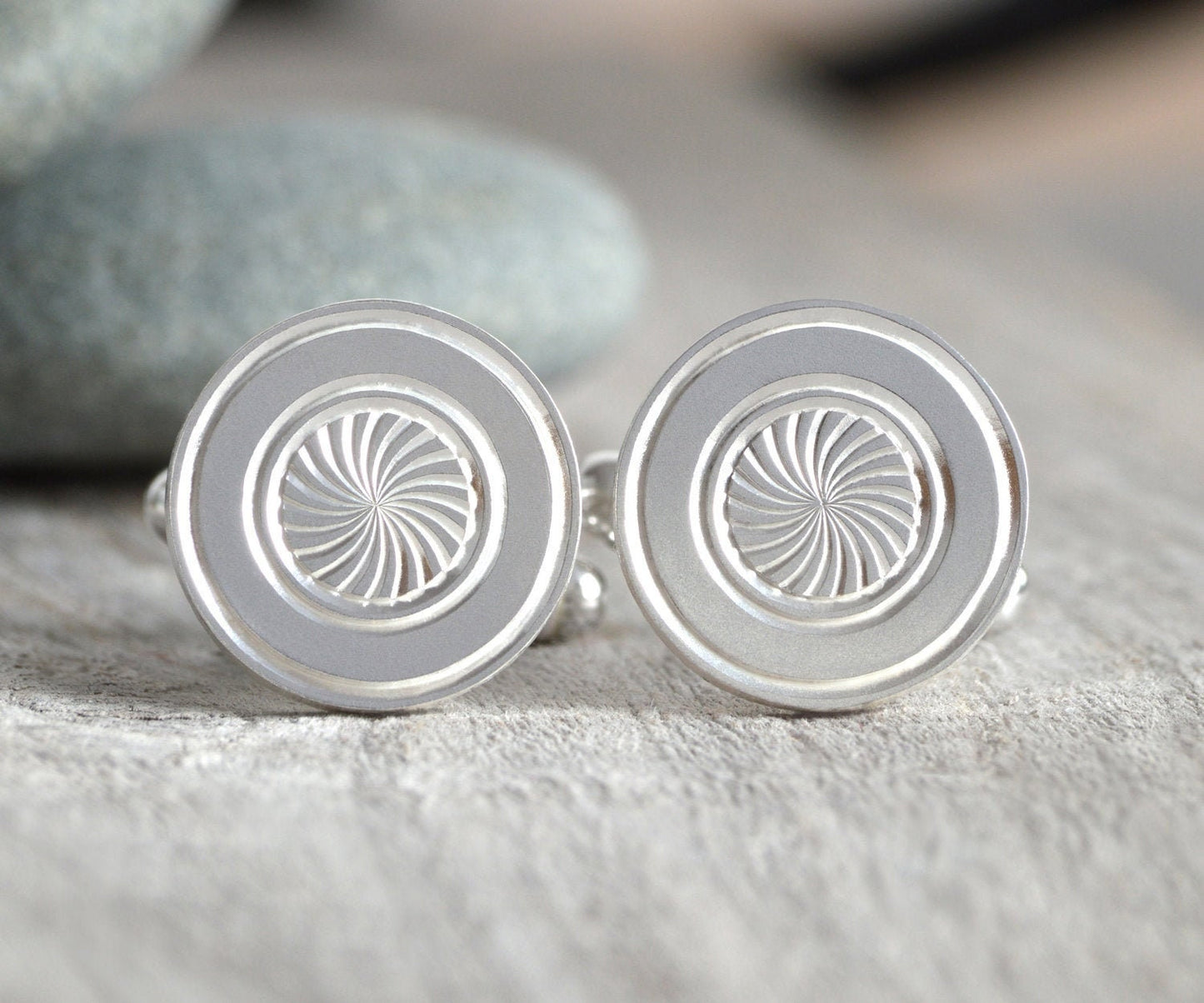 Hand Engraved Cufflinks in Sterling Silver, Classic British Cufflinks