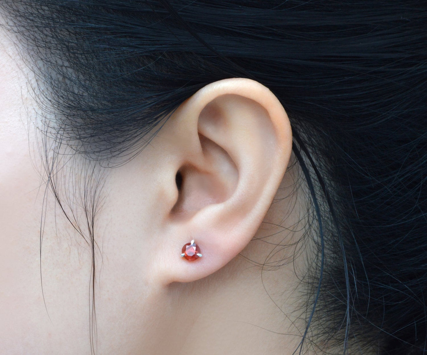 Rose Cut Garnet Stud Earrings, Garnet Ear Posts