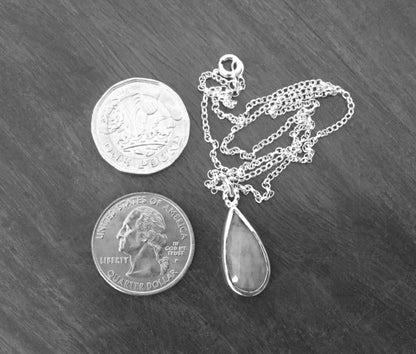 Teardrop Emerald Necklace in Silver, 5.40ct Emerald Necklace