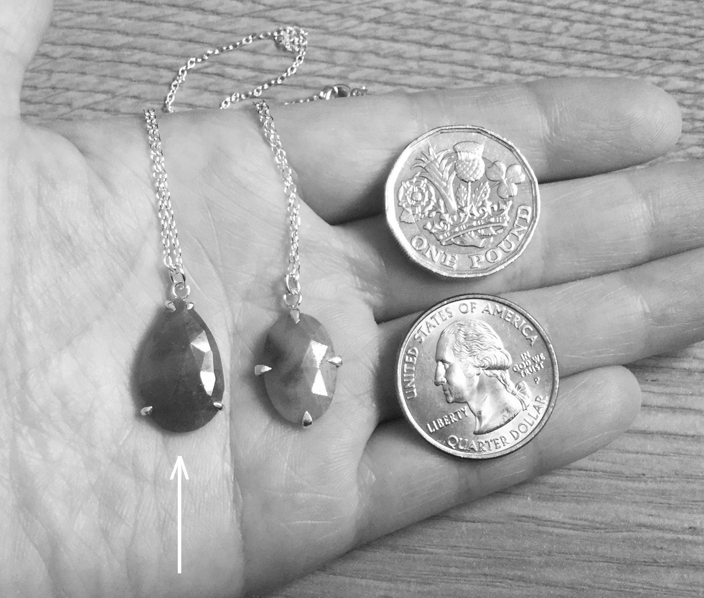 Teardrop Sapphire Necklace in Sterling Silver, Prong Set Sapphire Necklace, 6.9ct Sapphire Necklace
