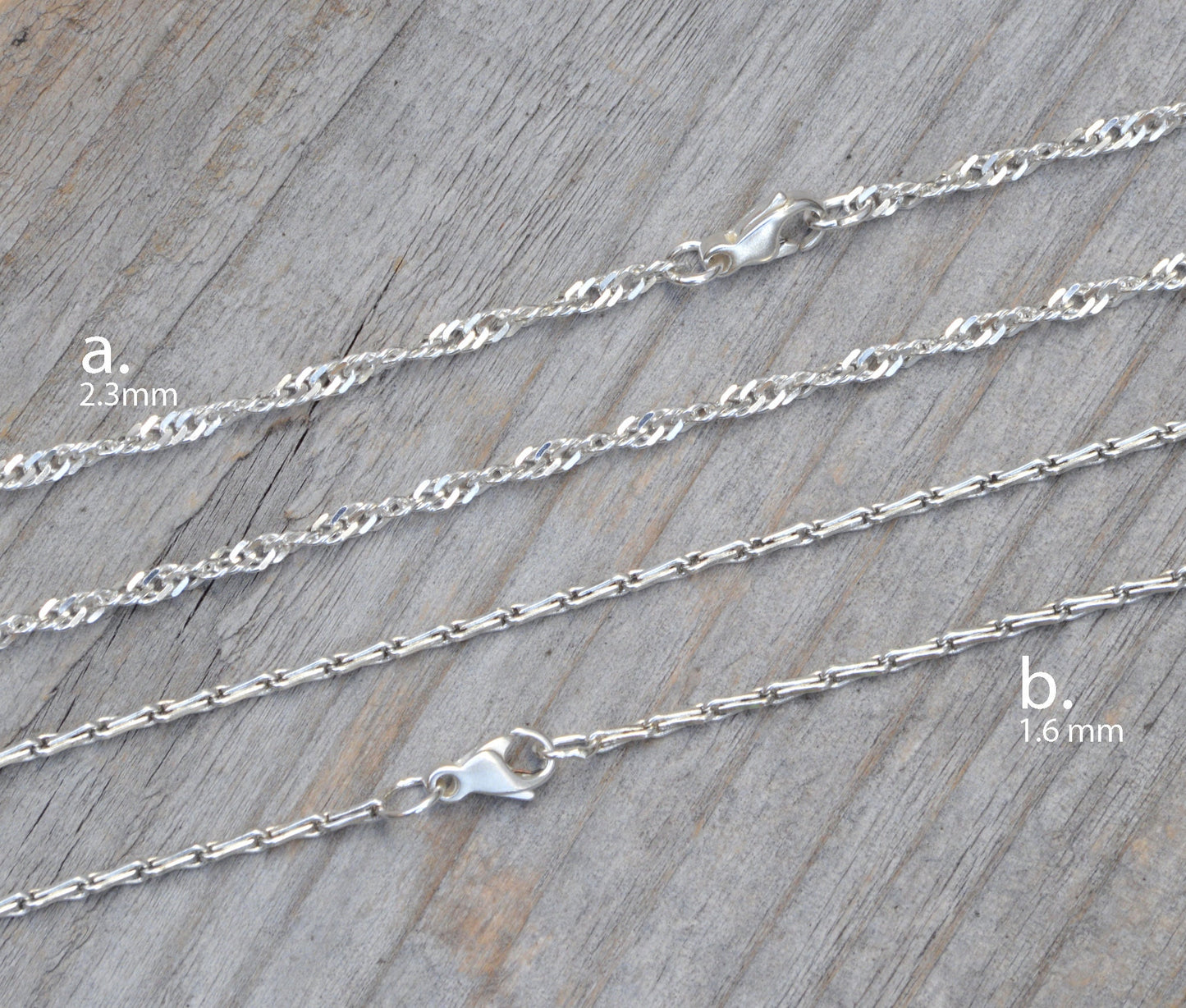 Silver Barleycorn Chain, Silver Twisted Curb Chain,  Silver Chain Necklace