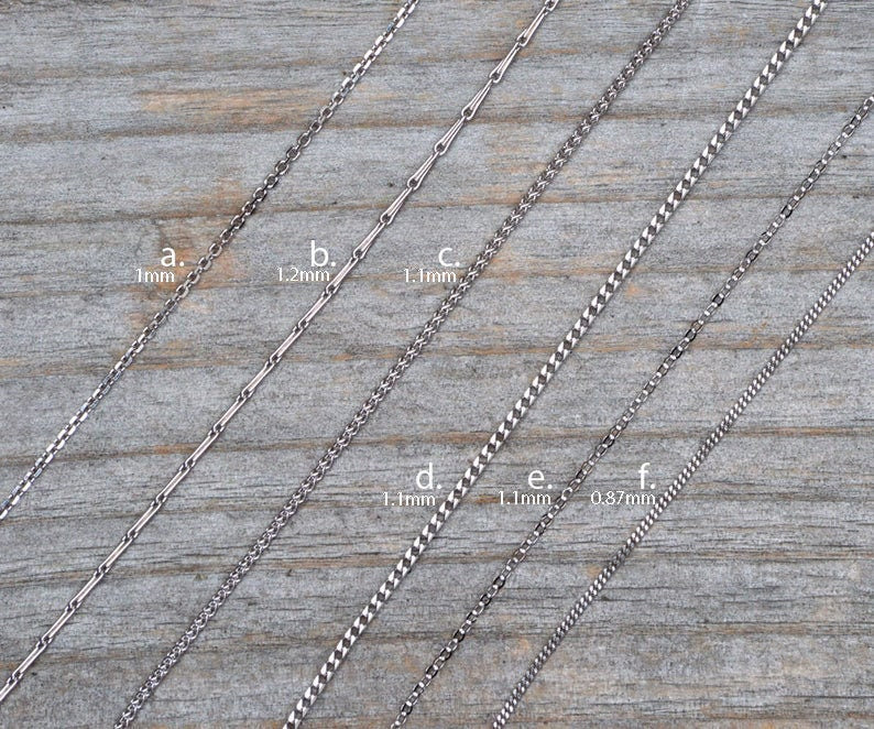 Solid 18ct White Gold Chain, Belcher Chain, Barleycorn Chain, Spiga Chain, Franco Chain, Curb Chain, Flat Cable Chain