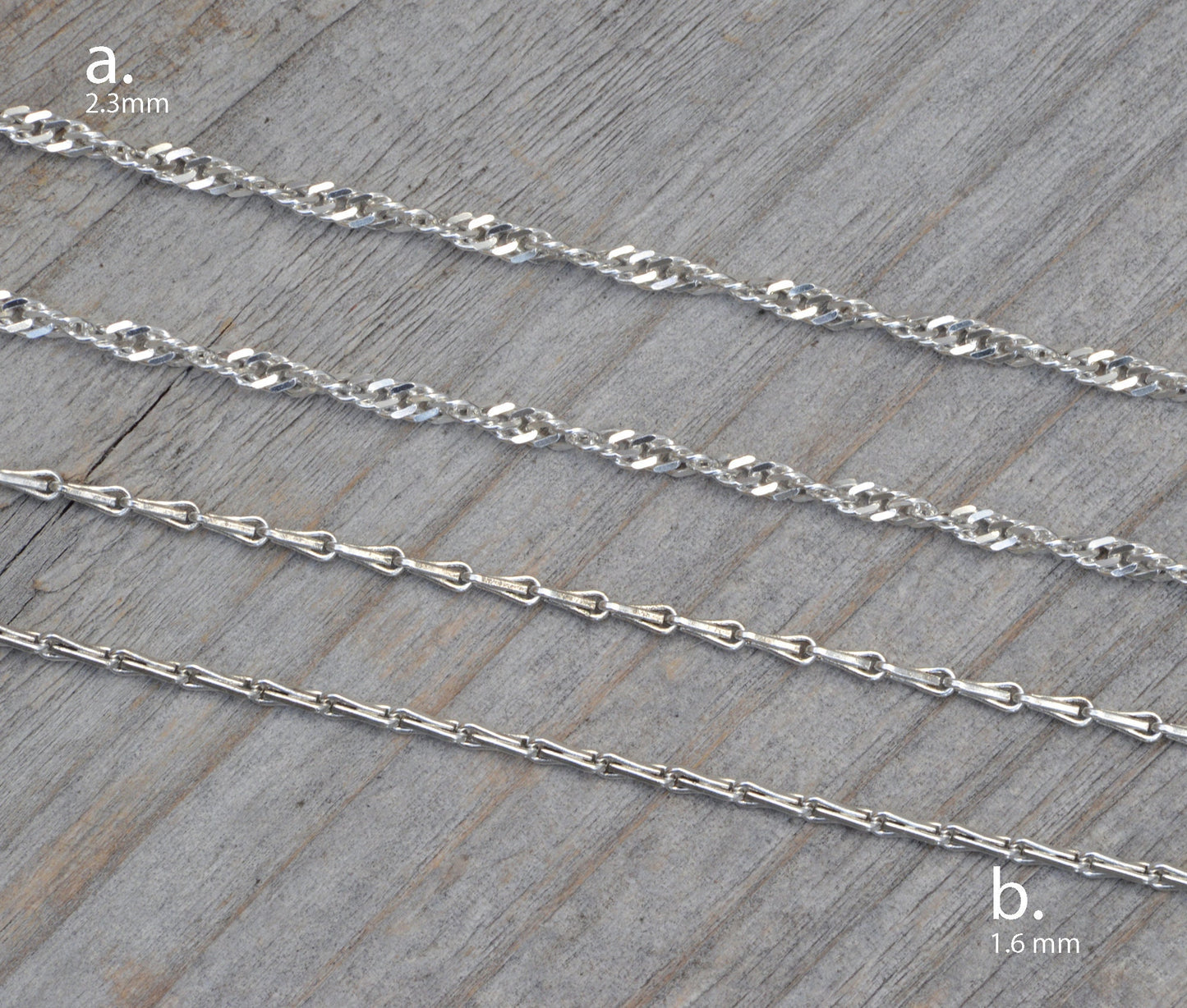 Silver Barleycorn Chain, Silver Twisted Curb Chain,  Silver Chain Necklace