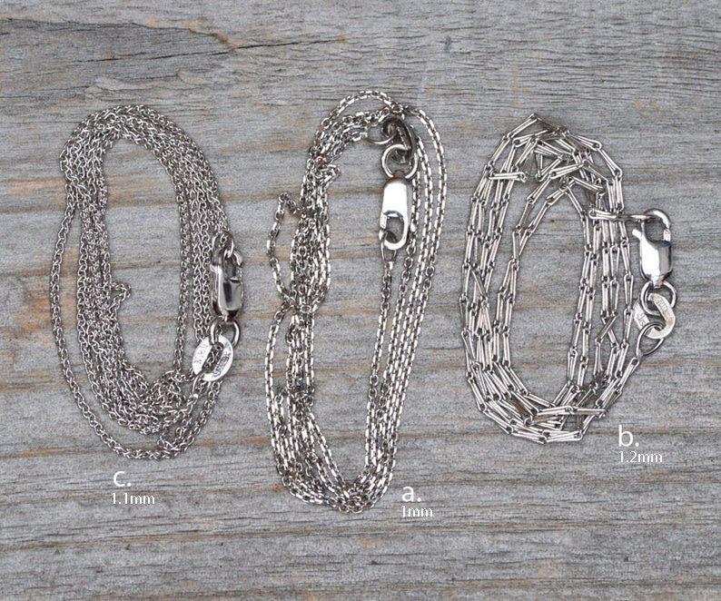 Solid 18ct White Gold Chain, Belcher Chain, Barleycorn Chain, Spiga Chain, Franco Chain, Curb Chain, Flat Cable Chain