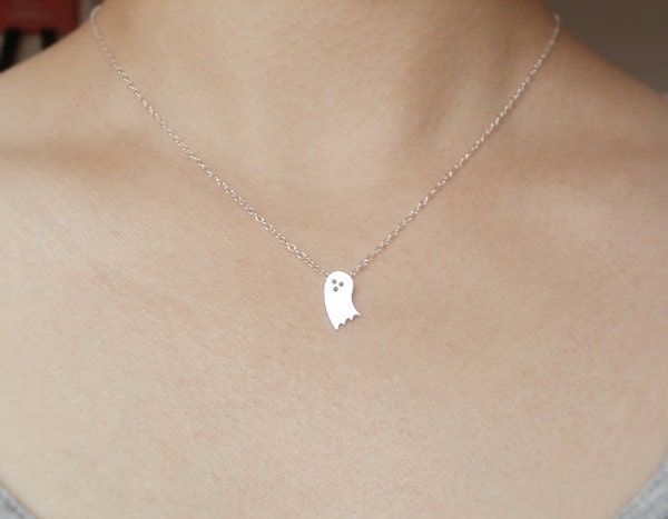 Ghost Necklace in Sterling Silver, Halloween Necklace