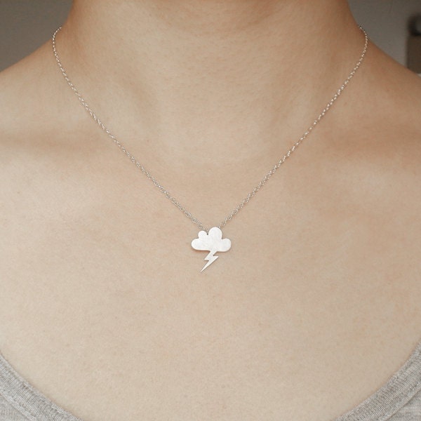Lightning Cloud Necklace in Silver, Silver Lightning Cloud Necklace