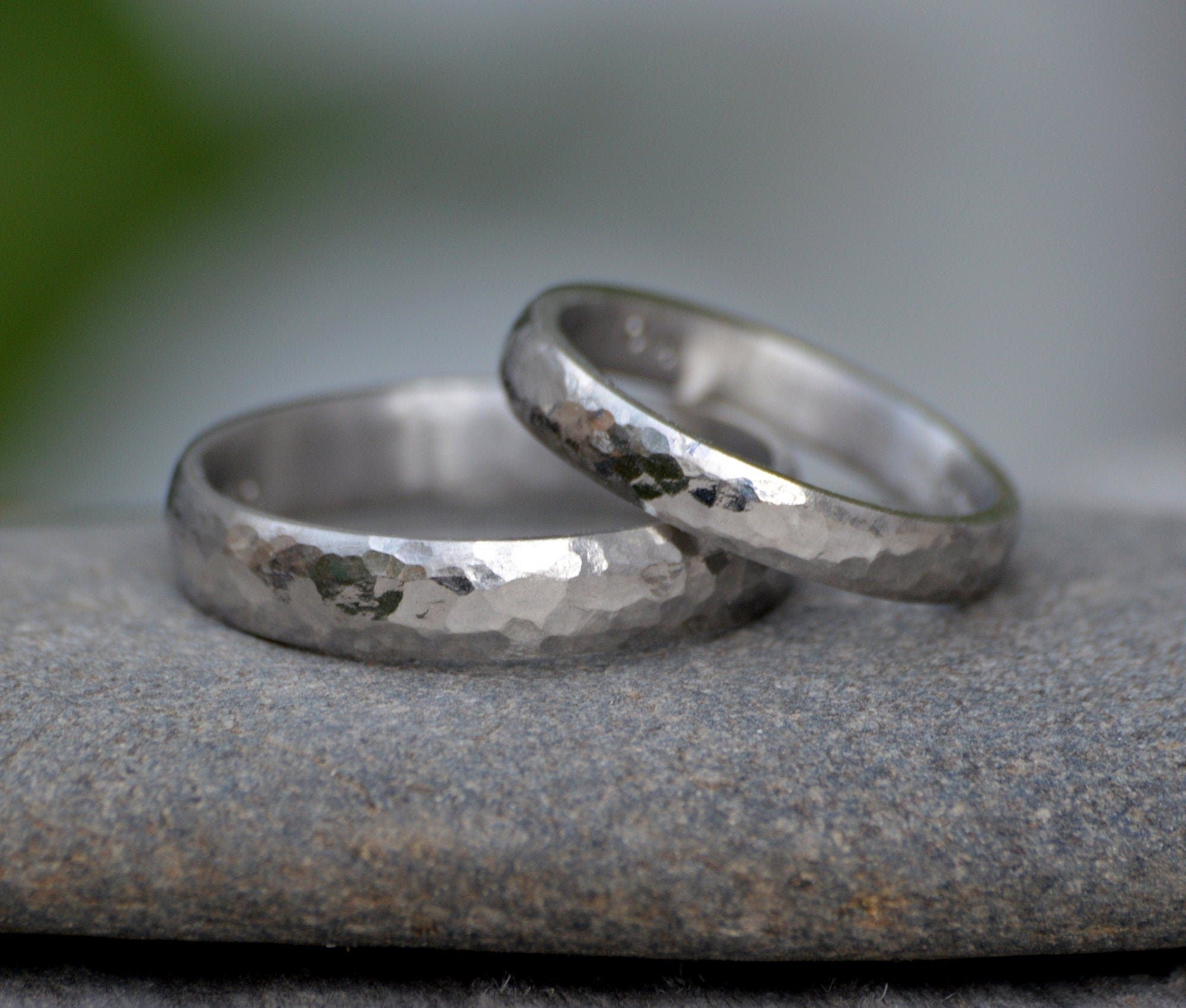 Hammered platinum clearance ring