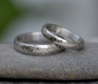 Platinum Wedding Band With Hammered Effect, Platinum Wedding Ring, Rustic Wedding Band, Made To Order