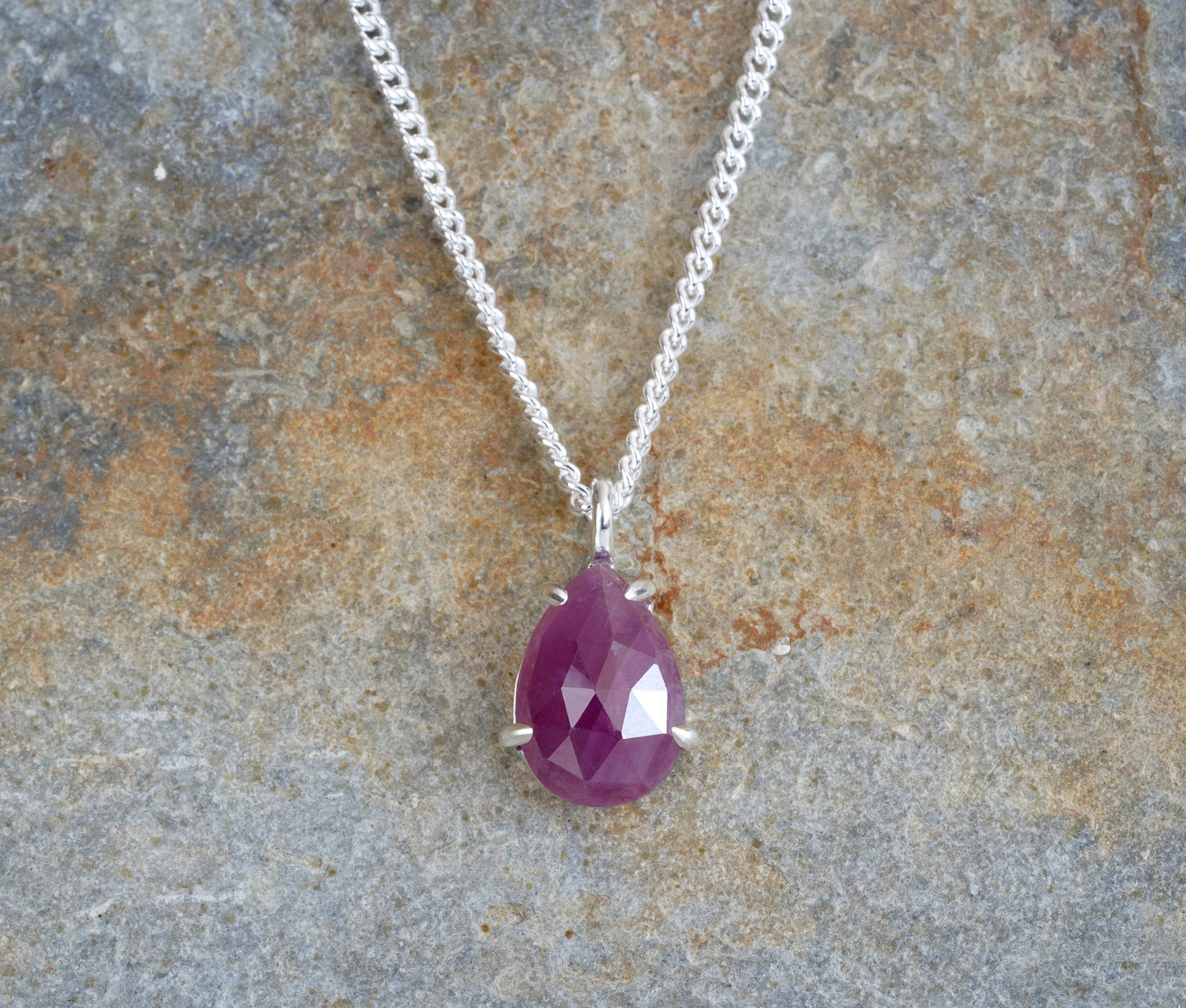 4.5ct Pink Sapphire Necklace, Prong Set Sapphire Necklace, Natural Sapphire Necklace