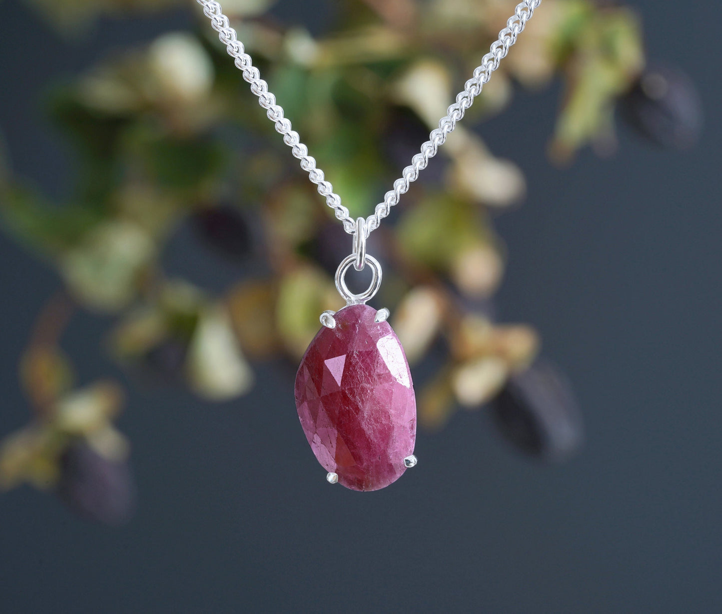 Ruby Necklace in Silver, 5.75ct Ruby Necklace