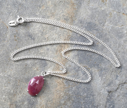 Ruby Necklace in Silver, 5.75ct Ruby Necklace