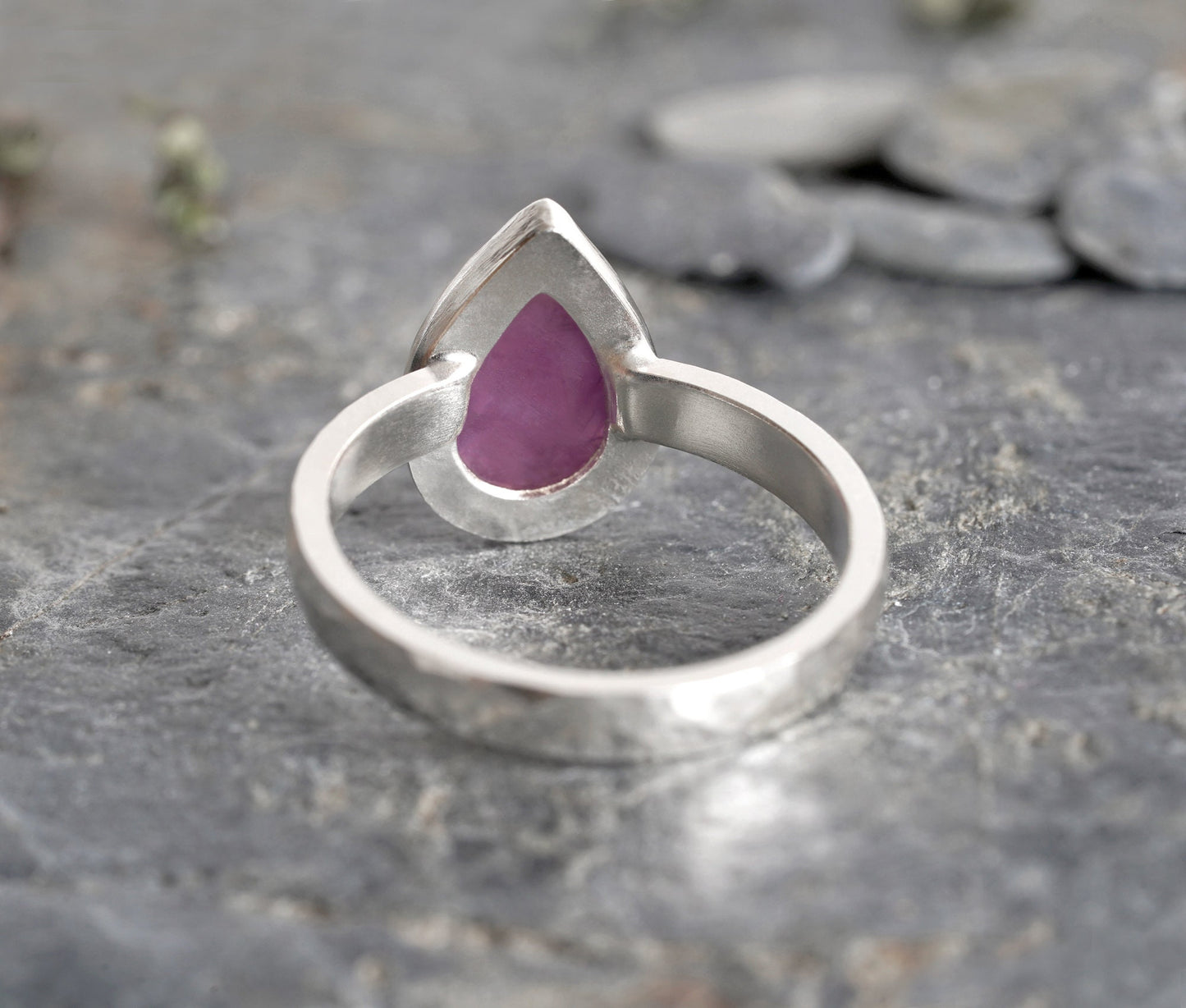 Rose Cut Pink Sapphire Ring, Raindrop Pink Sapphire Ring, September Birthstone Ring