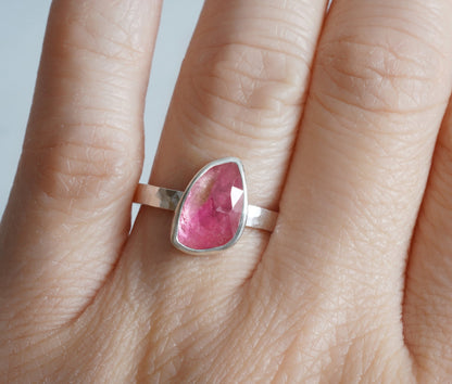 Pink Tourmaline Ring, 1.8ct Tourmaline Ring, October Birthstone Ring