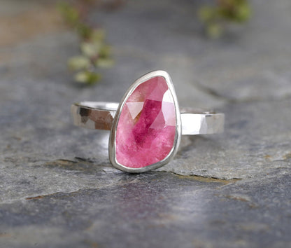 Pink Tourmaline Ring, 1.8ct Tourmaline Ring, October Birthstone Ring