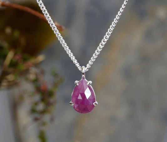 4.5ct Pink Sapphire Necklace, Prong Set Sapphire Necklace, Natural Sapphire Necklace