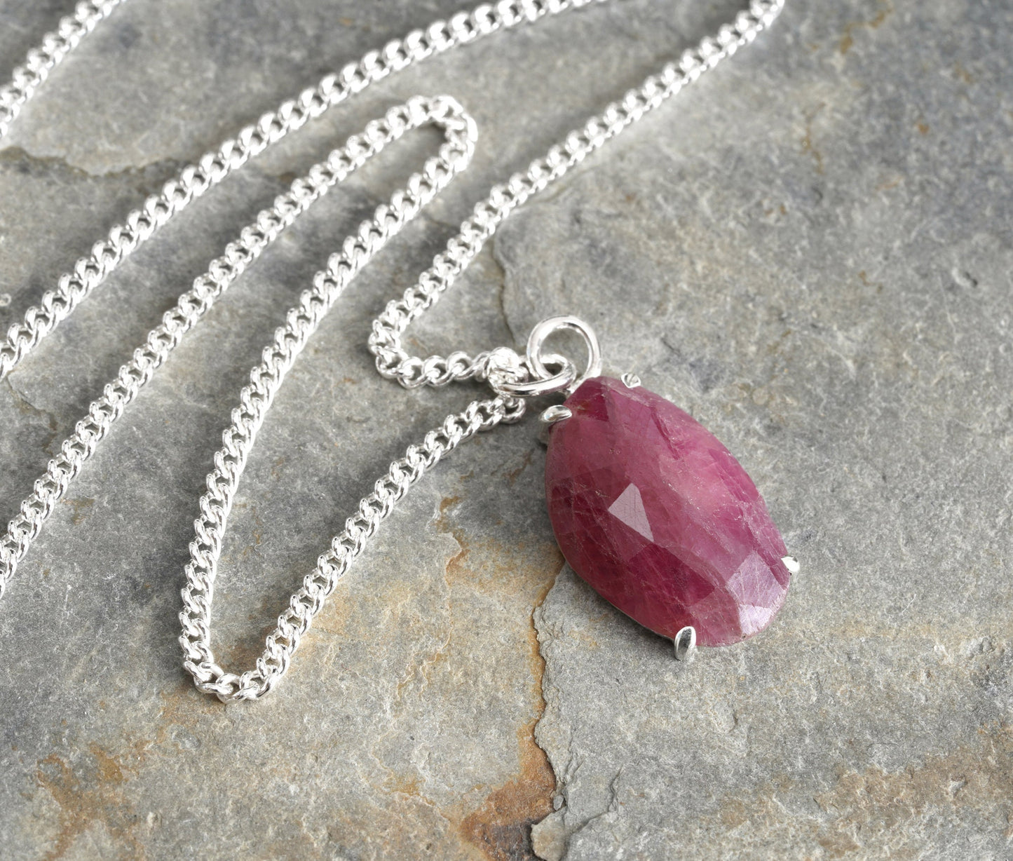 Ruby Necklace in Silver, 5.75ct Ruby Necklace