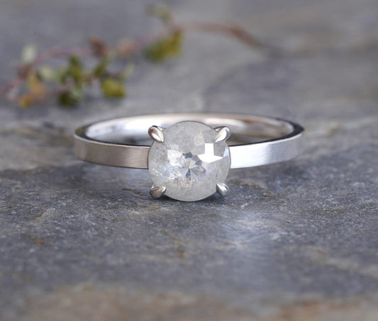 Ice White Diamond Engagement Ring, Round Diamond Ring, 0.91ct Diamond Ring