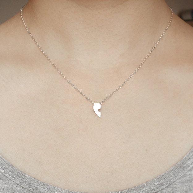 Jigsaw Puzzle Heart Necklace, Lover Necklaces in Sterling Silver, Lover Necklace Set