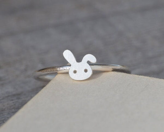 Small Rabbit Ring in Sterling Silver, Silver Bunny Ring