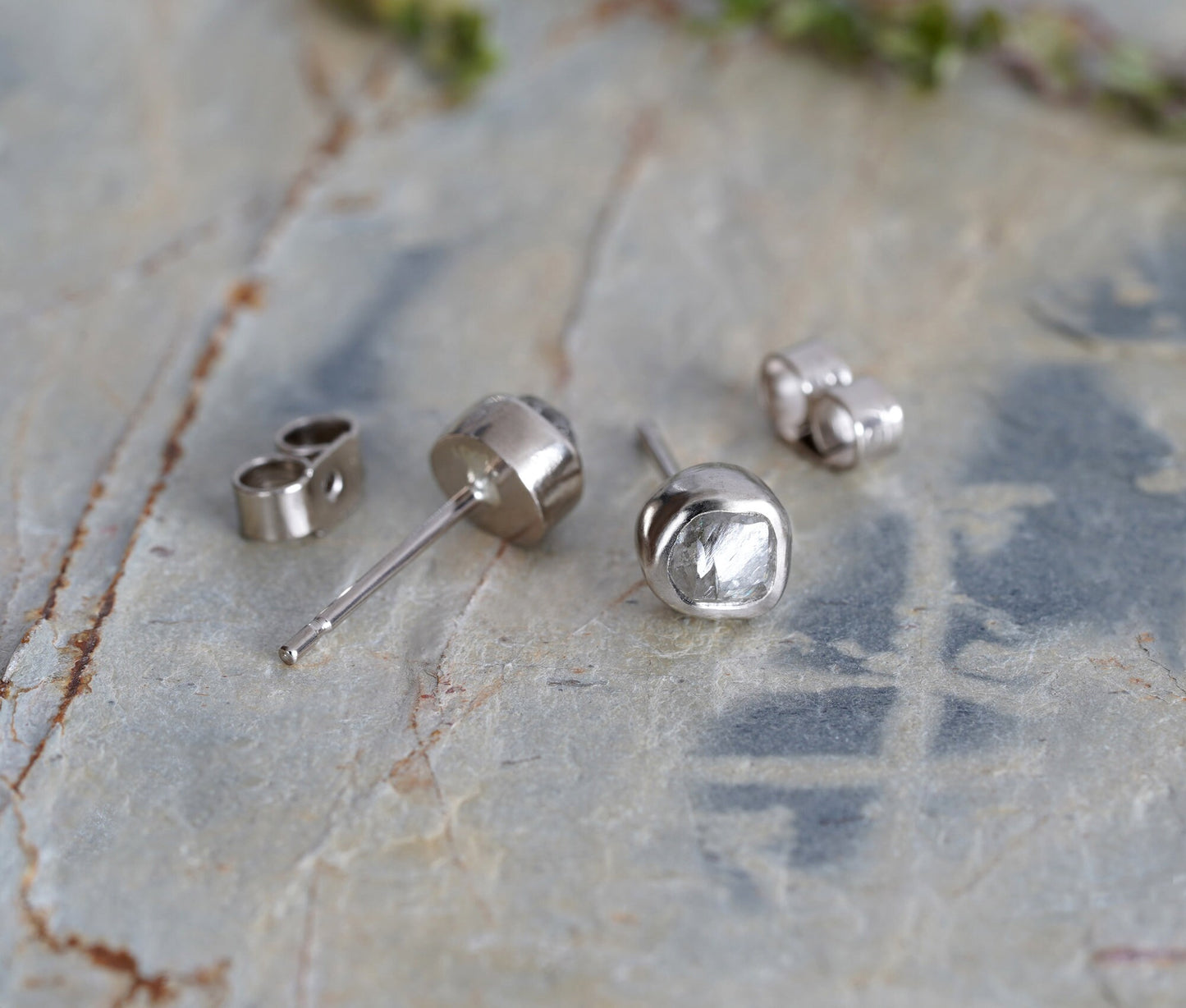 Rough Diamond Stud Earrings, Natural Grey Diamond Stud Earrings, Diamond Ear Posts, Made to Order