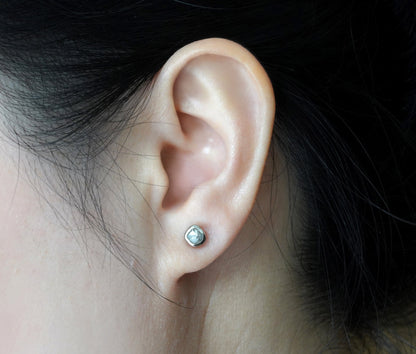 Rough Diamond Stud Earrings, Natural Grey Diamond Stud Earrings, Diamond Ear Posts, Made to Order