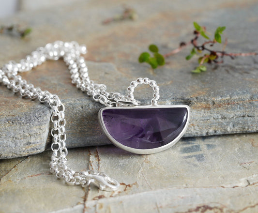 Amethyst Necklace in Sterling Silver, One of a Kind Amethyst Necklace