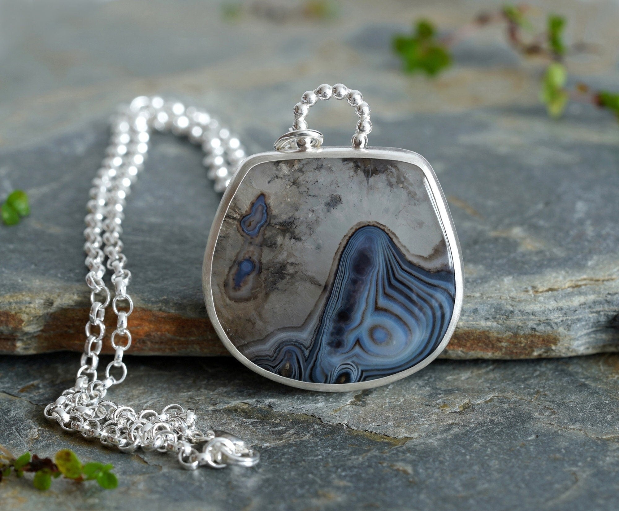 Sterling silver hot sale agate necklace