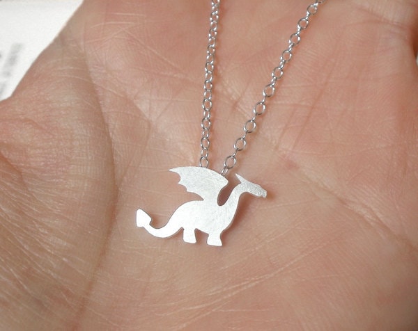 Dragon Necklace in Sterling Silver, Silver Dragon Necklace