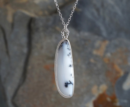 Unique Dendritic Agate Necklace in Sterling Silver